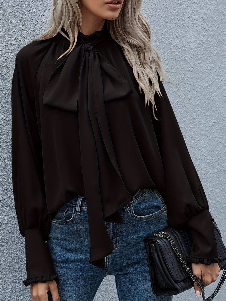 Virelle Tie Neck Long Sleeve Blouse