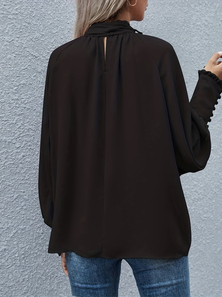Virelle Tie Neck Long Sleeve Blouse