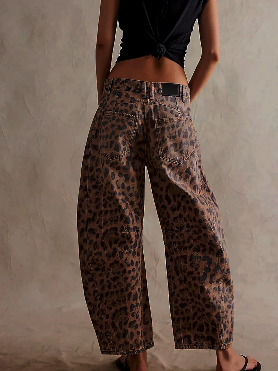 Calistra Leopard Print Barrel Jeans
