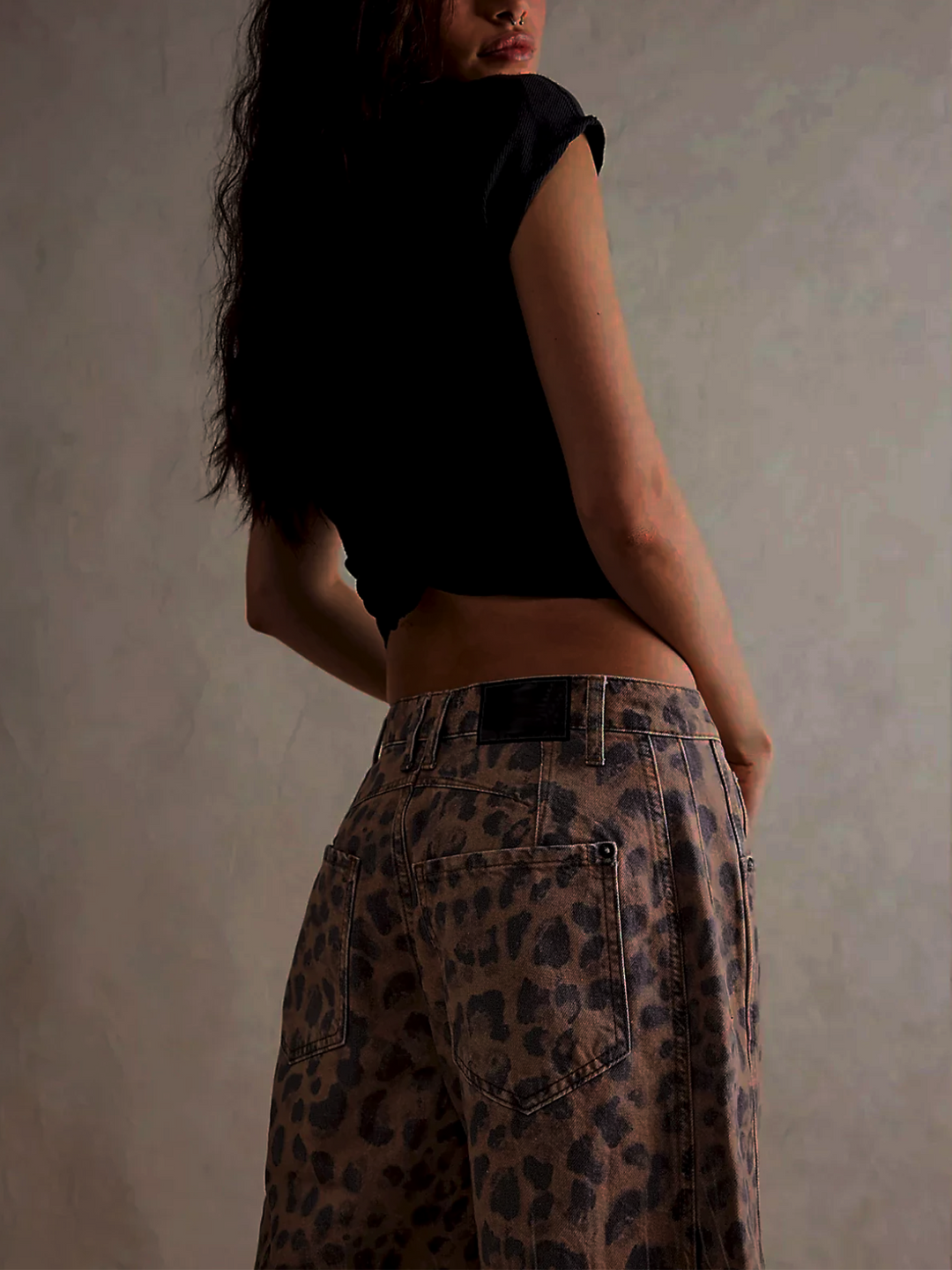 Calistra Leopard Print Barrel Jeans