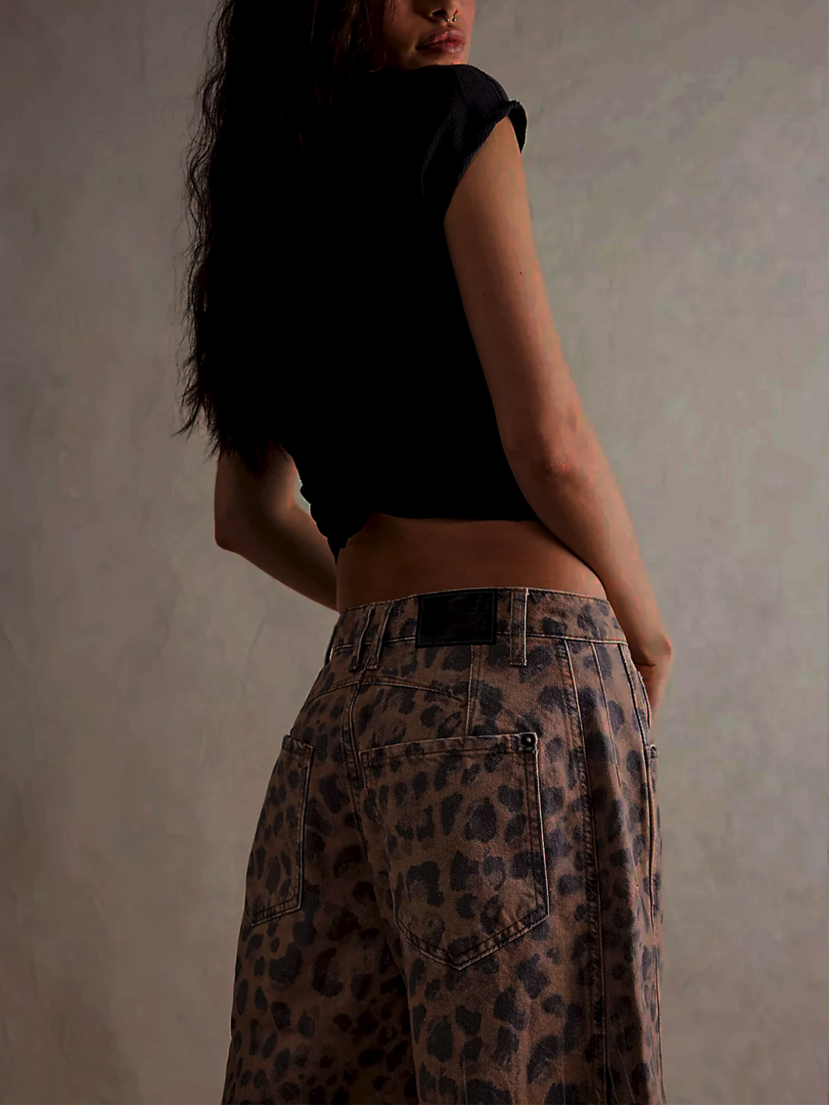 Calistra Leopard Print Barrel Jeans