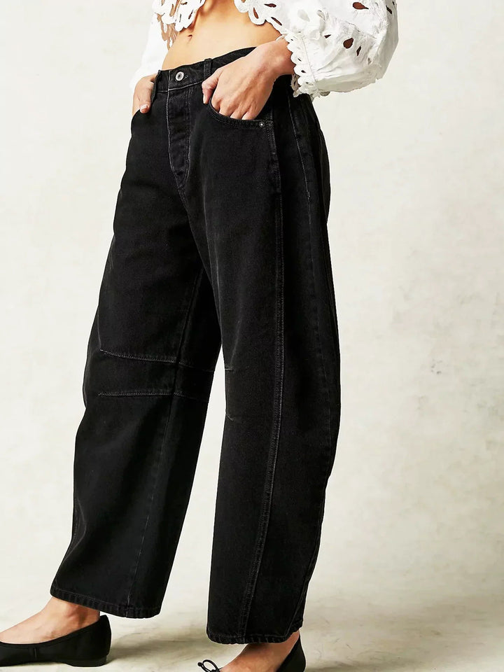 Calistra Leopard Print Barrel Jeans