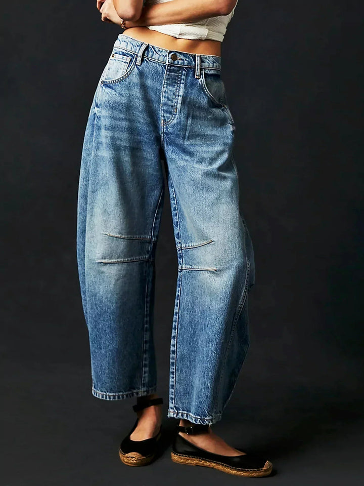 Calistra Leopard Print Barrel Jeans