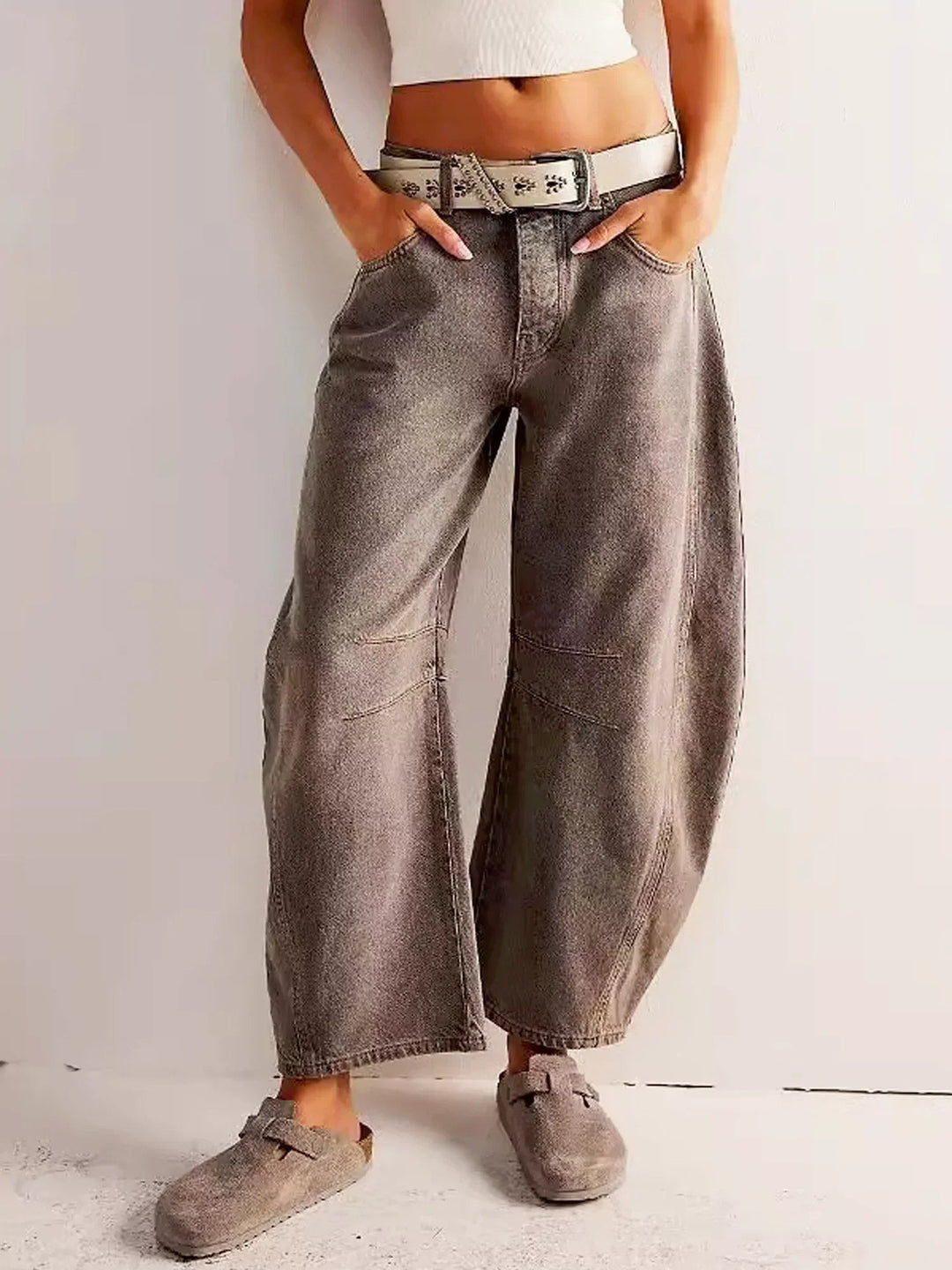 Calistra Leopard Print Barrel Jeans