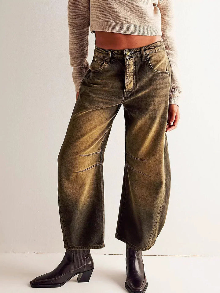 Calistra Leopard Print Barrel Jeans