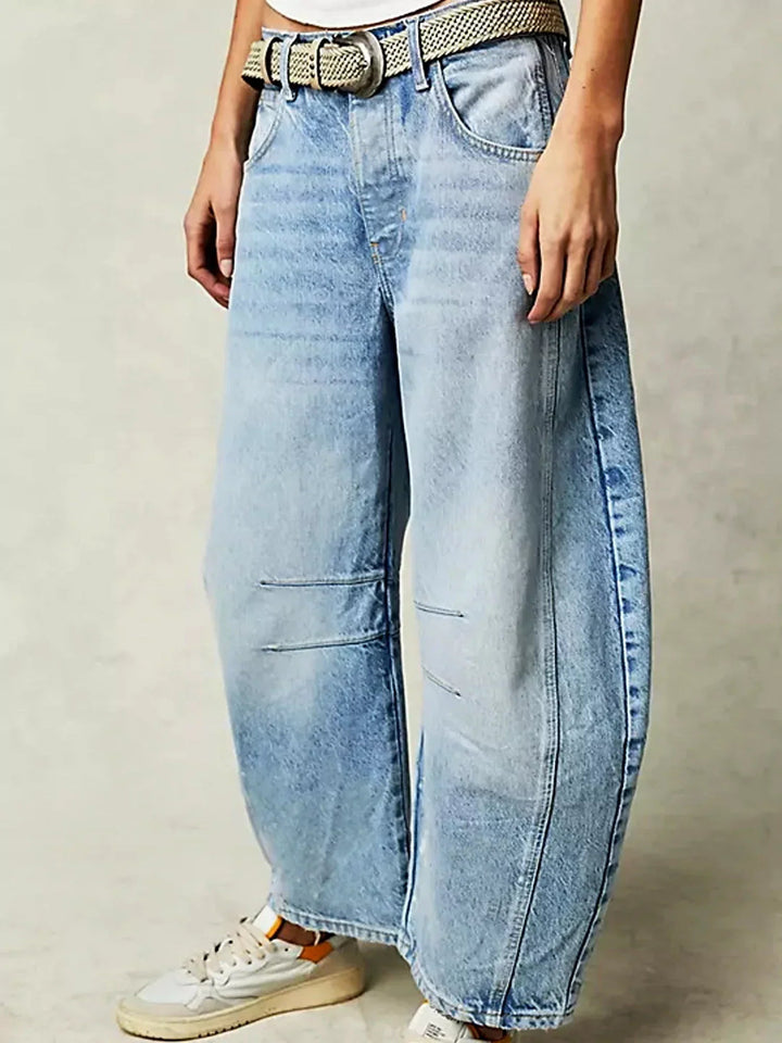 Calistra Leopard Print Barrel Jeans