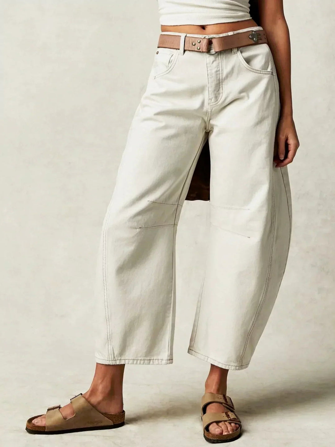 Calistra Leopard Print Barrel Jeans