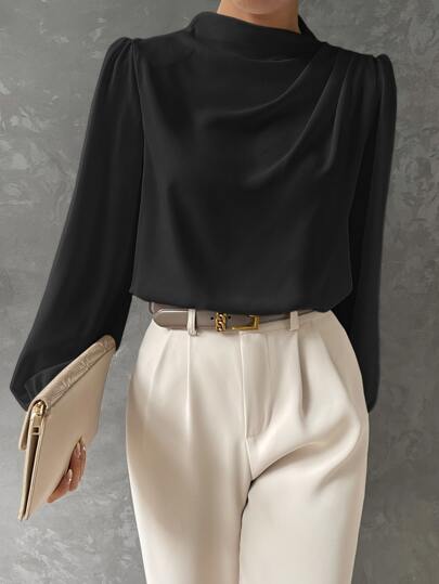 Vireline Draped Bishop Sleeve Blouse