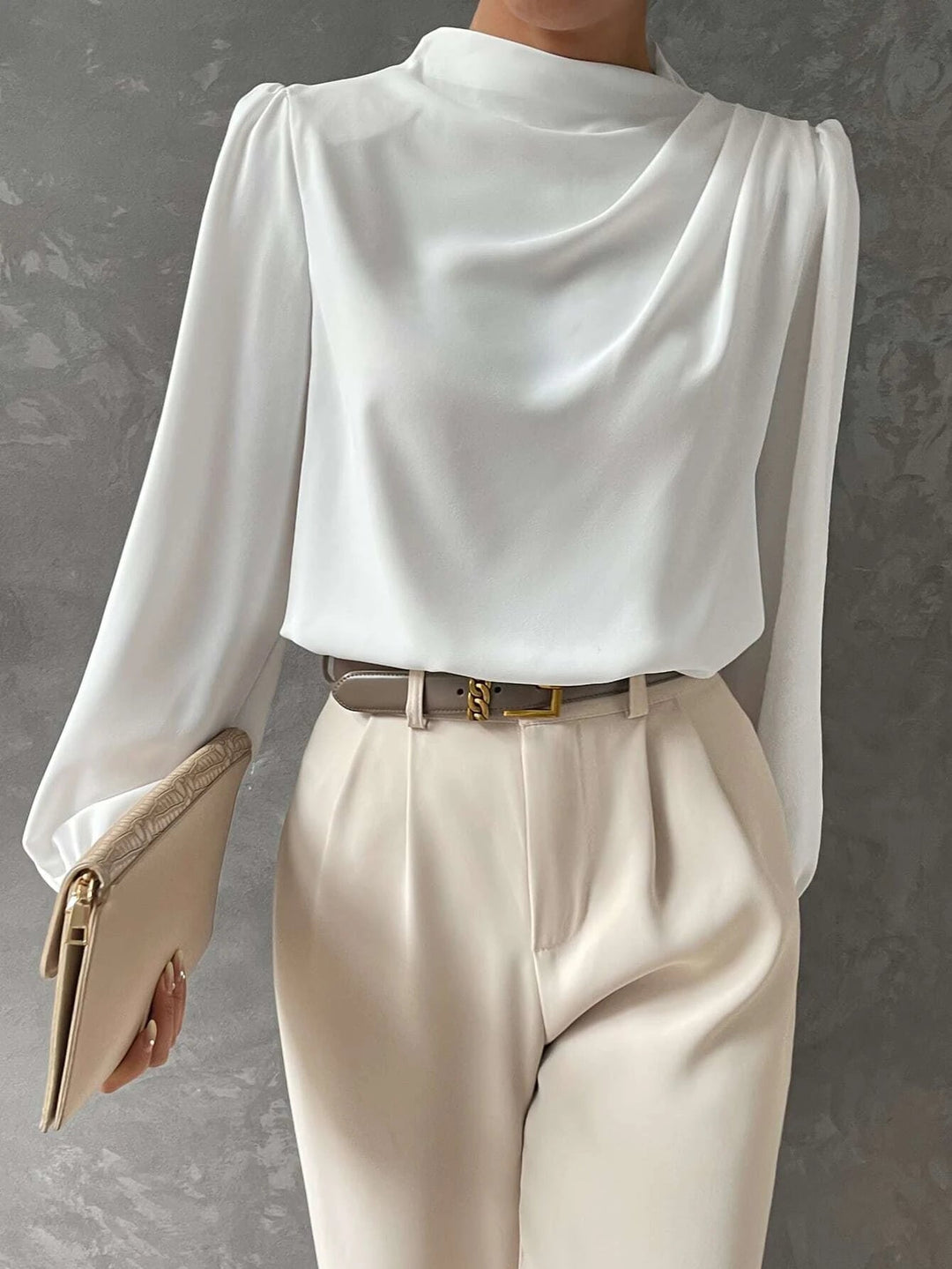 Vireline Draped Bishop Sleeve Blouse