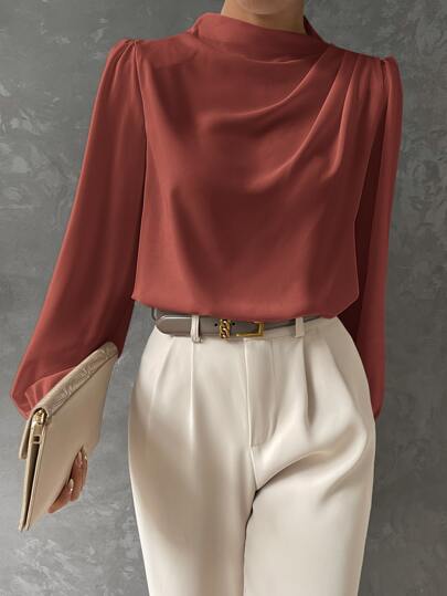 Vireline Draped Bishop Sleeve Blouse