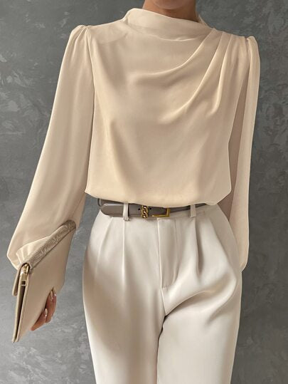 Vireline Draped Bishop Sleeve Blouse