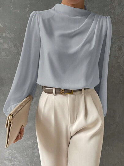 Vireline Draped Bishop Sleeve Blouse