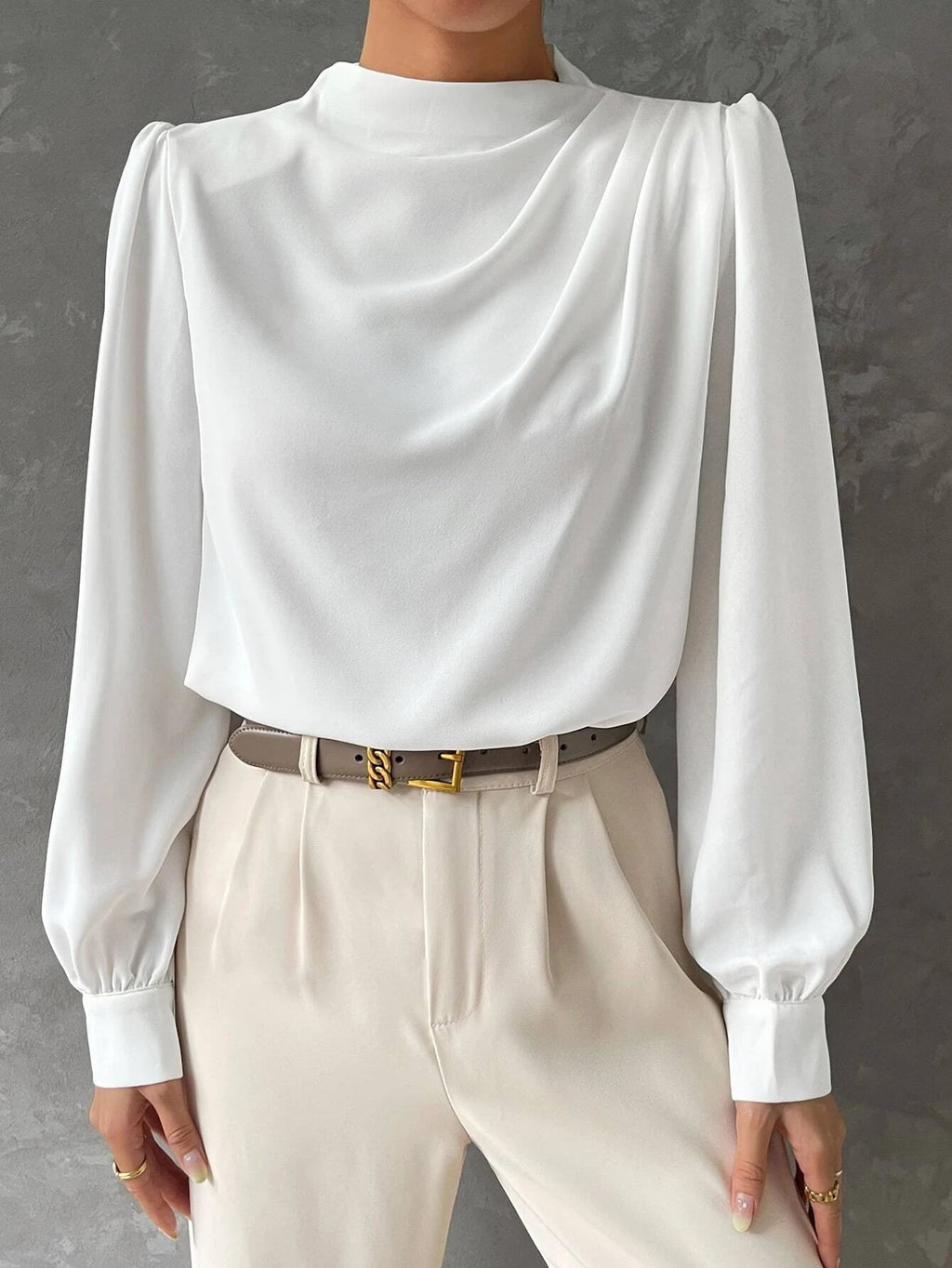Vireline Draped Bishop Sleeve Blouse