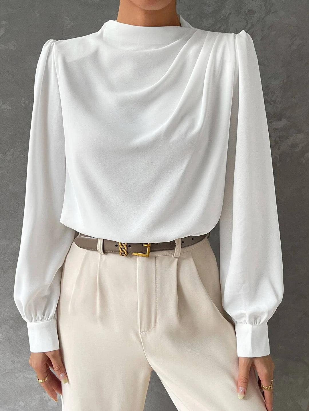 Vireline Draped Bishop Sleeve Blouse