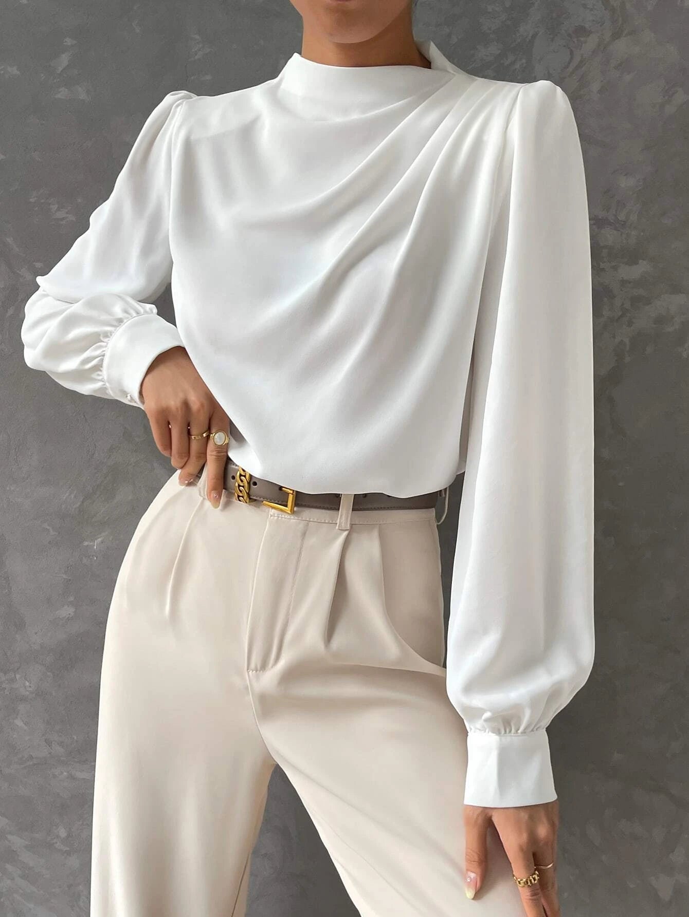 Vireline Draped Bishop Sleeve Blouse