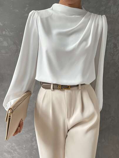 Vireline Draped Bishop Sleeve Blouse
