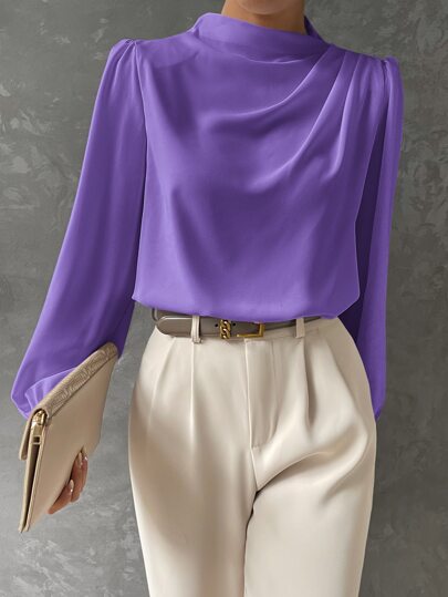 Vireline Draped Bishop Sleeve Blouse