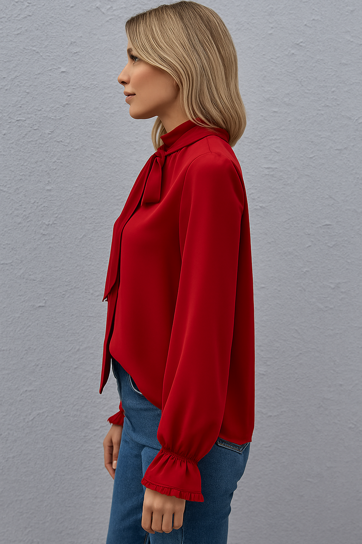 Virelle Tie Neck Long Sleeve Blouse
