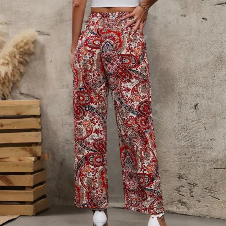 Bohemian Wide-Leg Trousers with Slanted Pockets