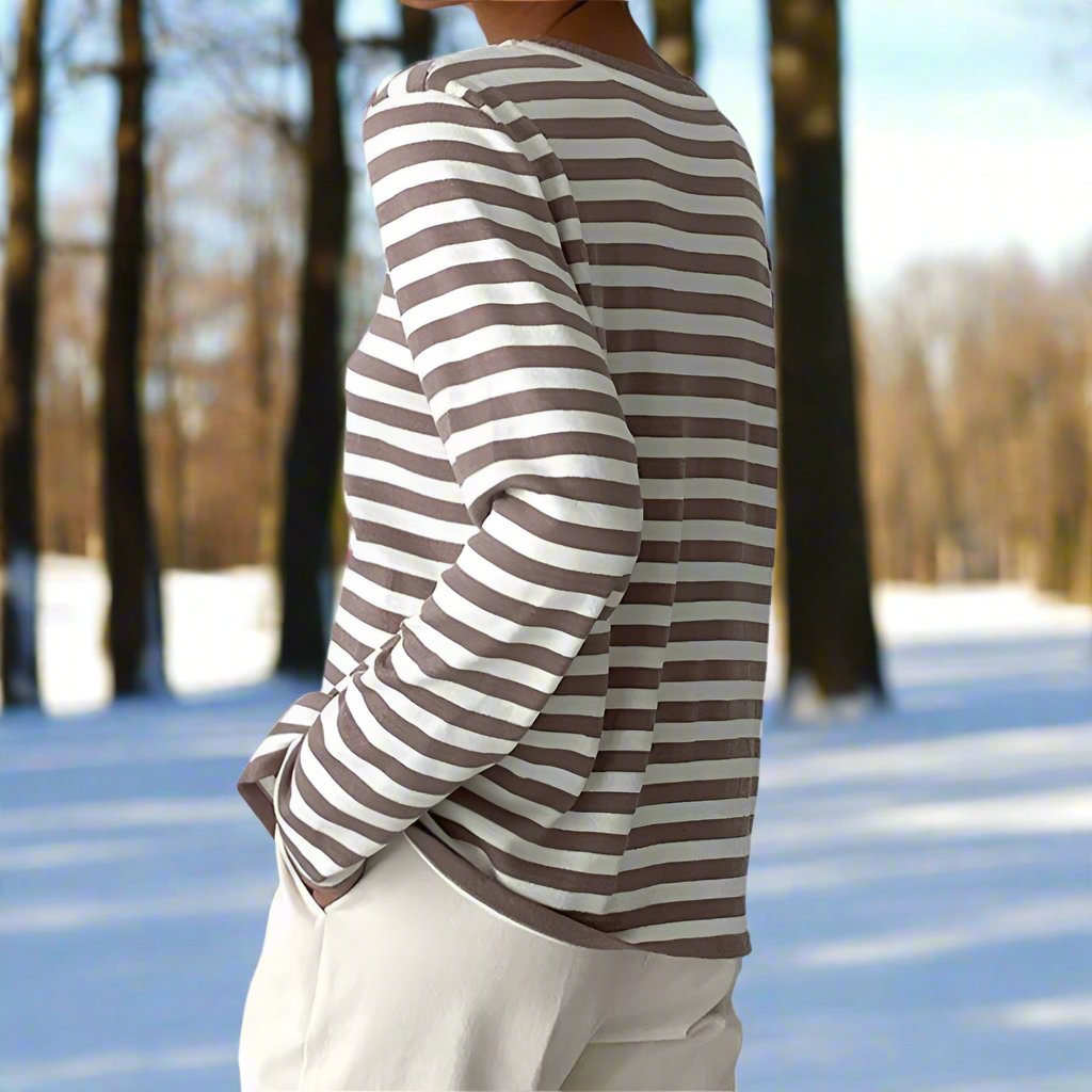 Rosalie Striped Long Sleeve Knit Top