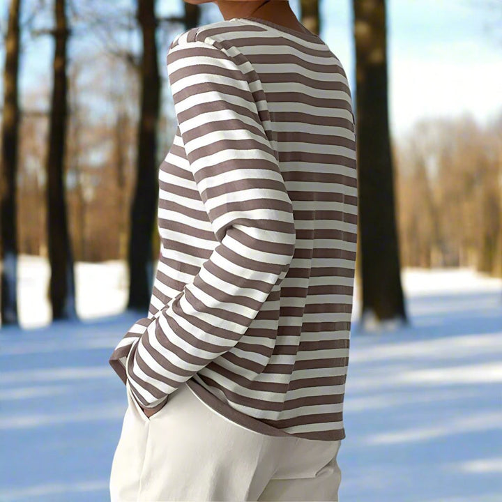 Rosalie Striped Long Sleeve Knit Top