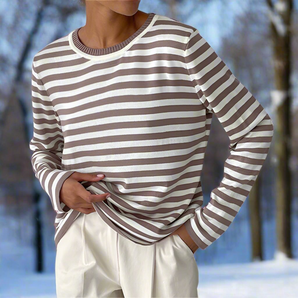 Rosalie Striped Long Sleeve Knit Top