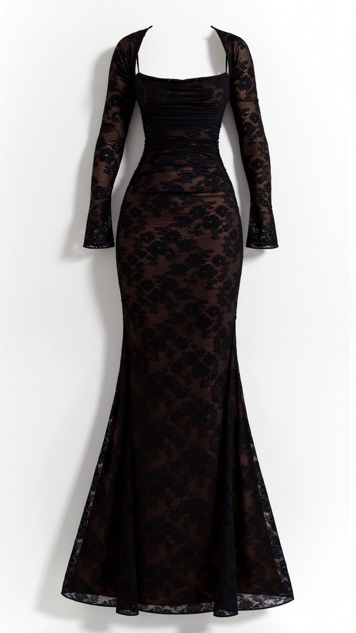 Livilla Long Lace Wedding Guest Maxi Dress