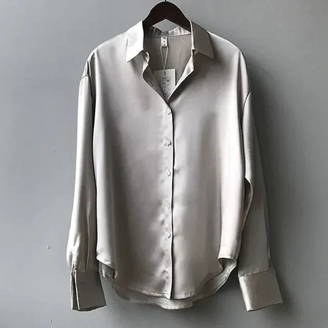 Satin Button-Down Blouse