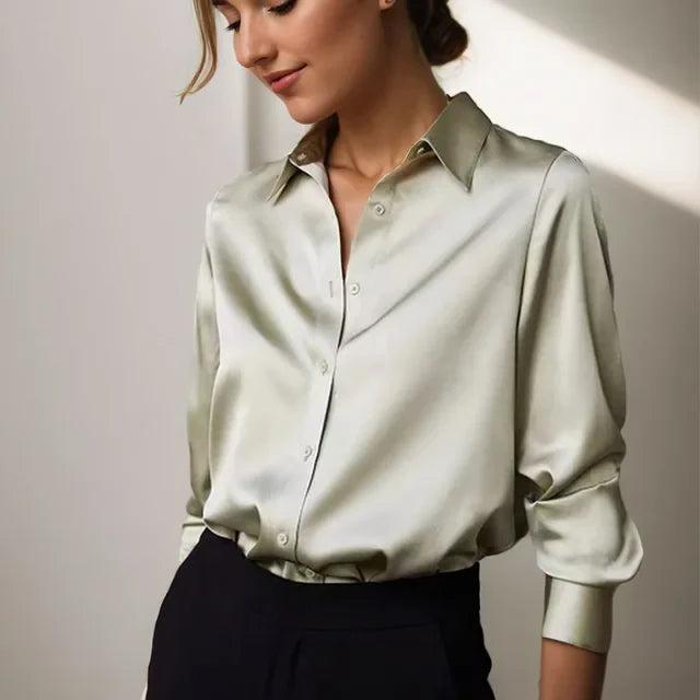 Satin Button-Down Blouse