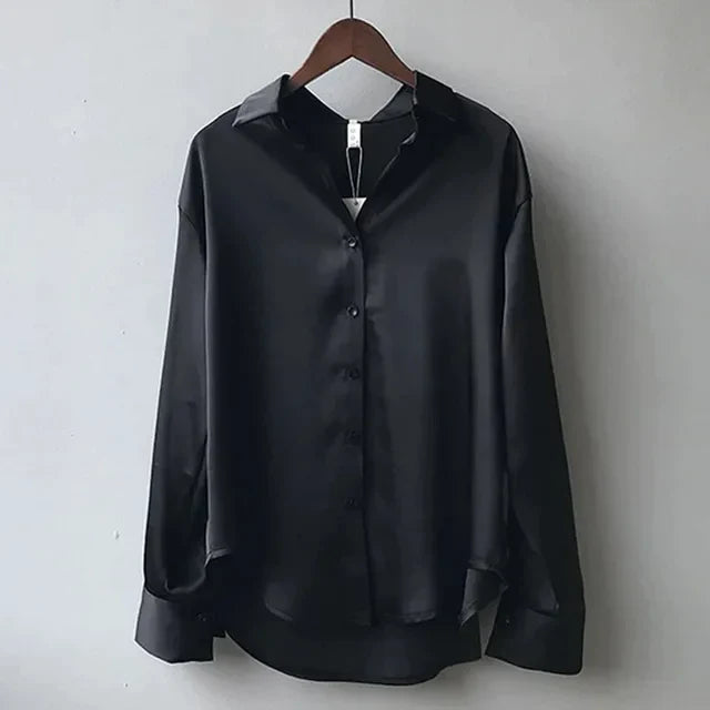 Satin Button-Down Blouse