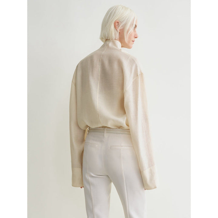 Violette Draped Linen High Neck Top