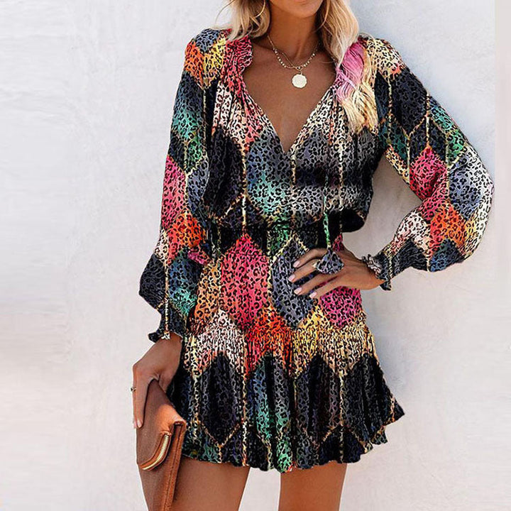 Bold Floral Mini Dress with Tiered Skirt