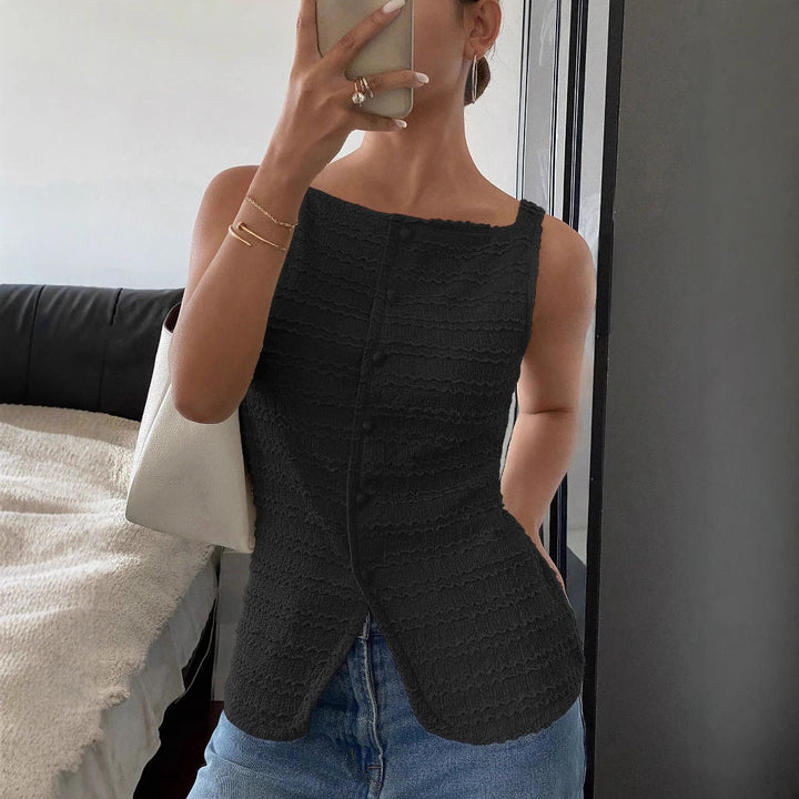 Celine Sleeveless Square Neck Split Hem Top