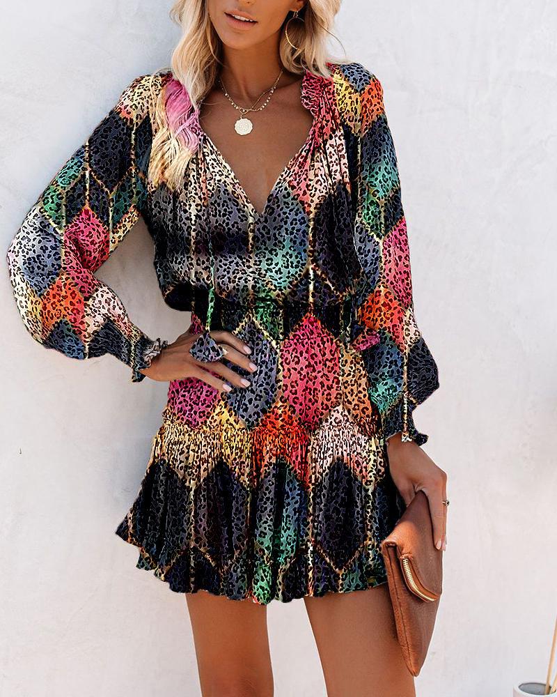 Bold Floral Mini Dress with Tiered Skirt