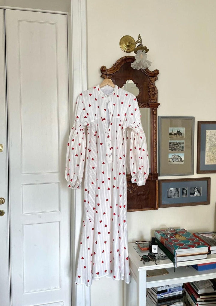 Rosaline Heart Embroidered Maxi Shirt Dress