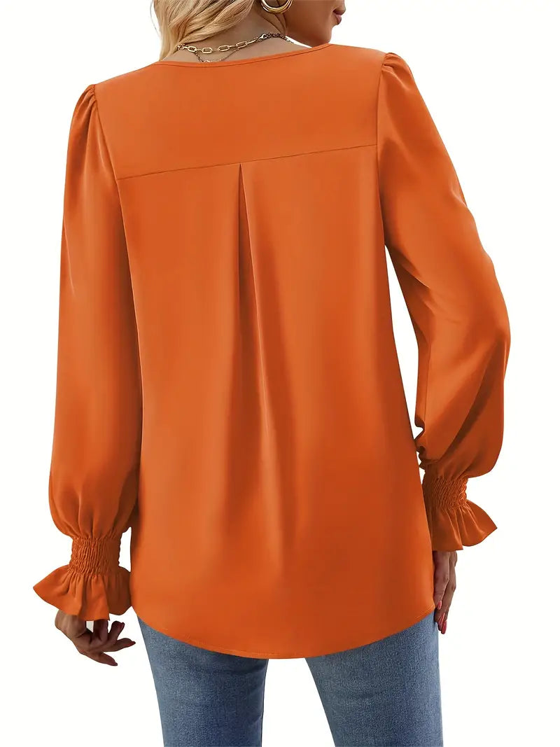 Celestine Loose V Neck Elegant Blouse
