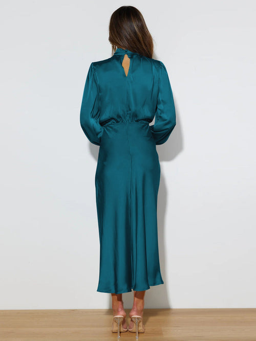Anna Elegant Satin Long Sleeve Dress