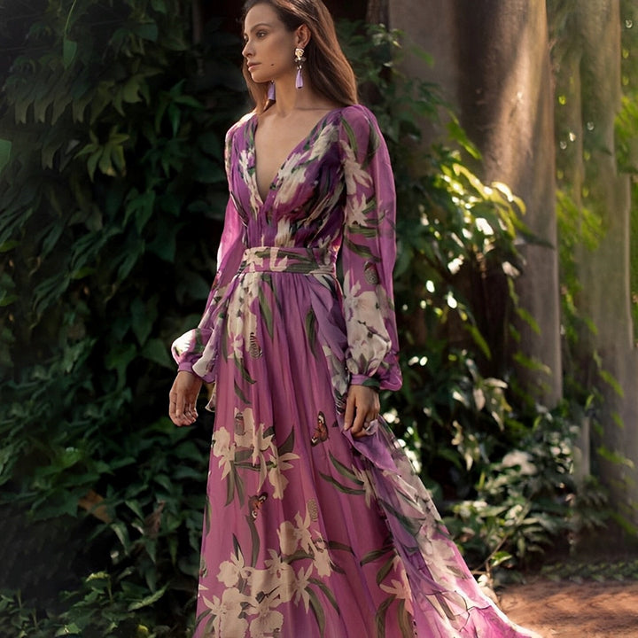 Natalie Floral V-Neck Maxi Dress