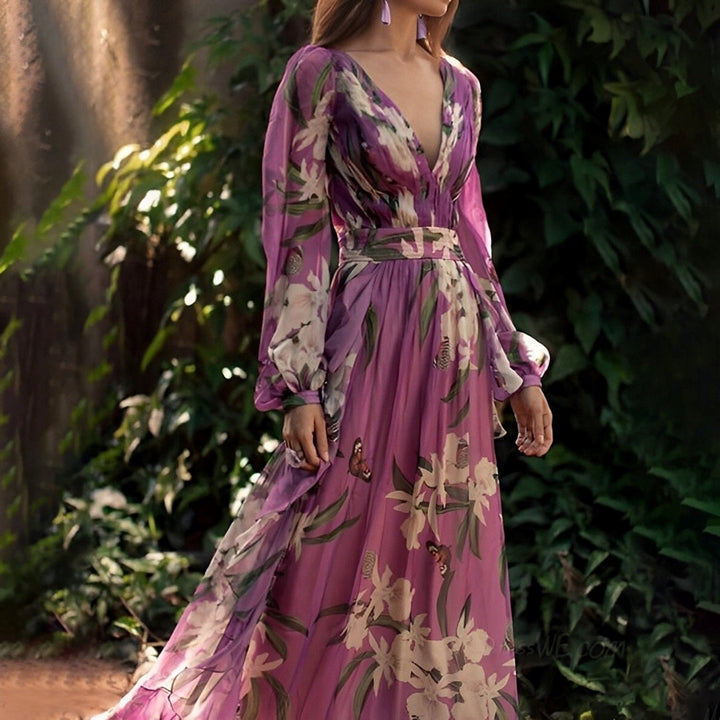 Natalie Floral V-Neck Maxi Dress