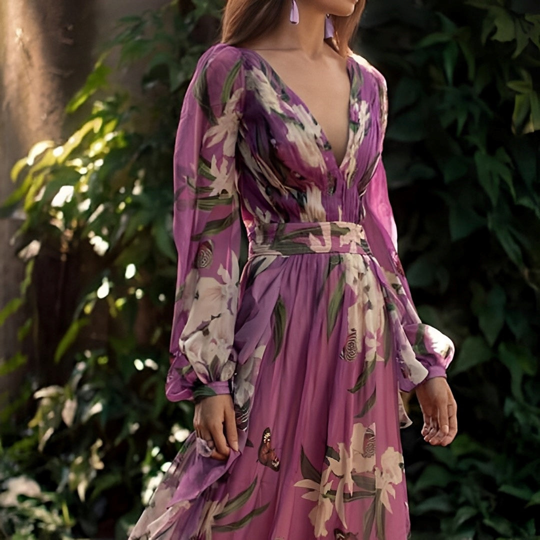 Natalie Floral V-Neck Maxi Dress