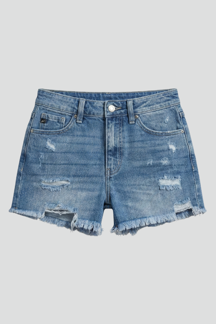 Ella Women’s Distressed Denim Shorts with Frayed Hem