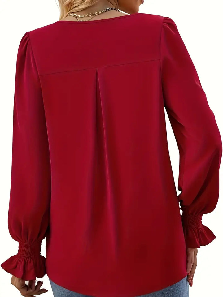 Celestine Loose V Neck Elegant Blouse