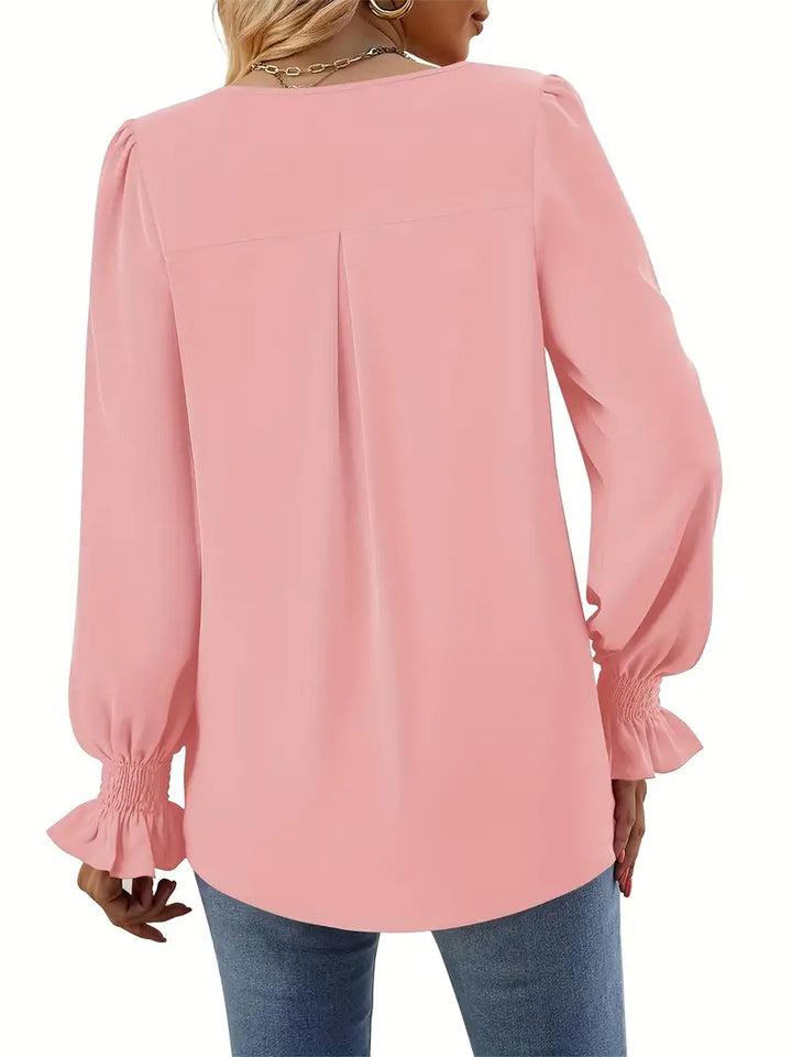 Celestine Loose V Neck Elegant Blouse