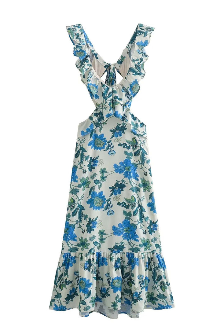 Amara Elegant Summer Maxi Dress, Sleeveless with Ruffle Straps