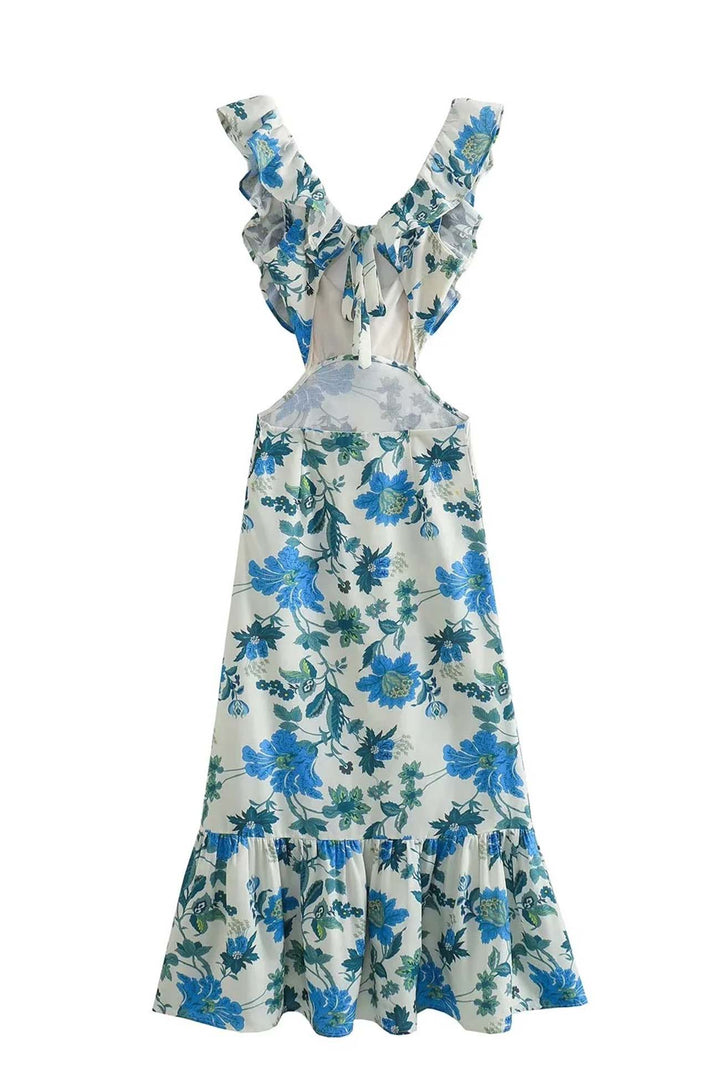 Amara Elegant Summer Maxi Dress, Sleeveless with Ruffle Straps