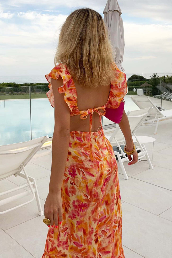 Amara Elegant Summer Maxi Dress, Sleeveless with Ruffle Straps