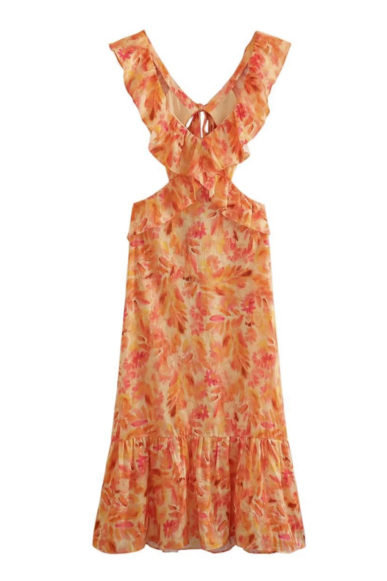 Amara Elegant Summer Maxi Dress, Sleeveless with Ruffle Straps