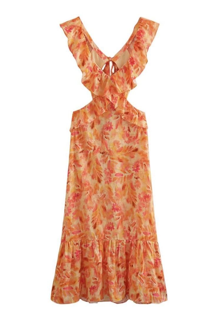 Amara Elegant Summer Maxi Dress, Sleeveless with Ruffle Straps