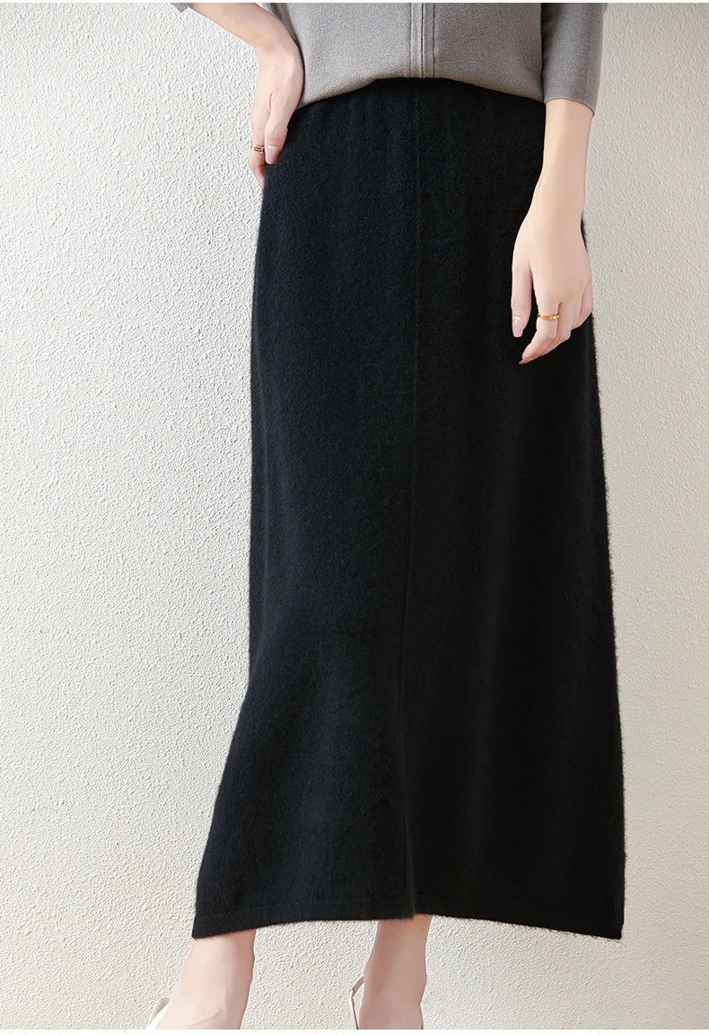 Evelora Merino Wool High Waist Skirt