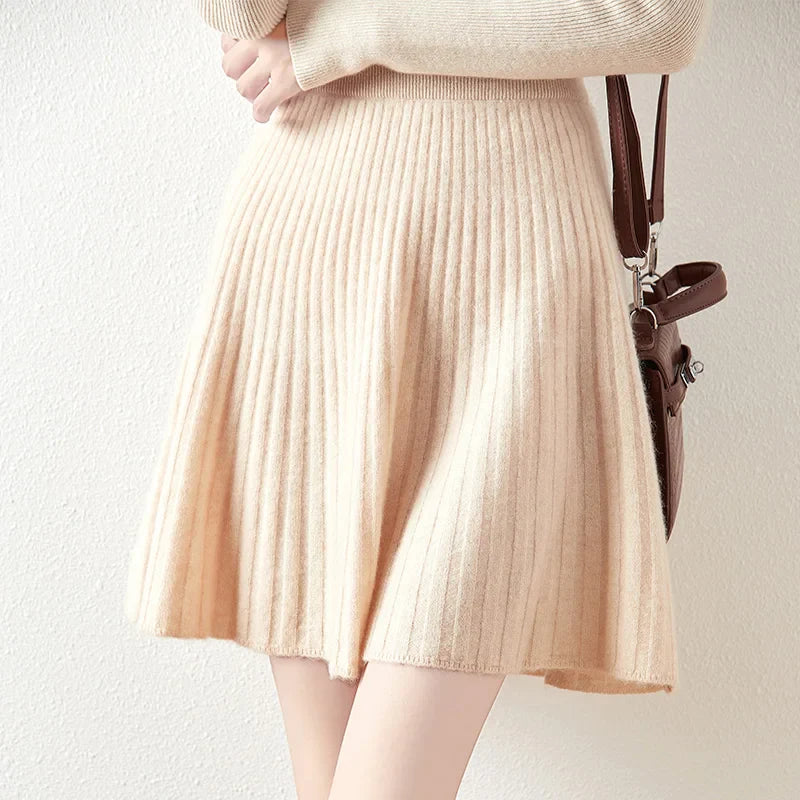 Célestine Merino Pleated Mini Skirt